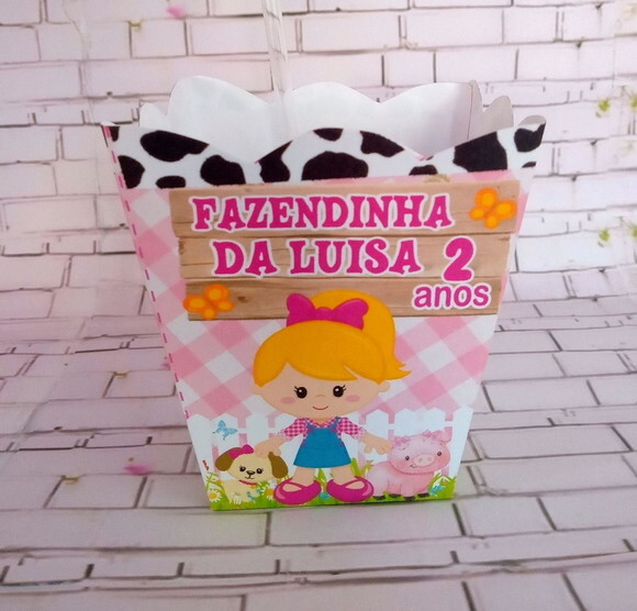 Centro de Mesa Fazendinha Rosa -cachepo C/tag