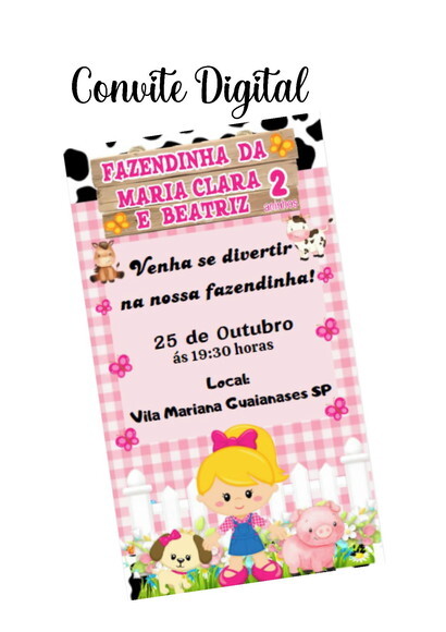 Convite Digital Fazendinha Rosa