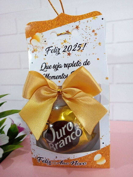 Esfera Personalizada com Bombom- Feliz Ano Novo