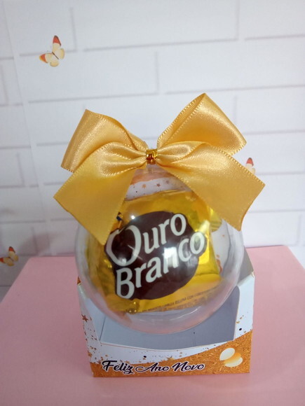 Esfera Personalizada com Bombom- Feliz Ano Novo