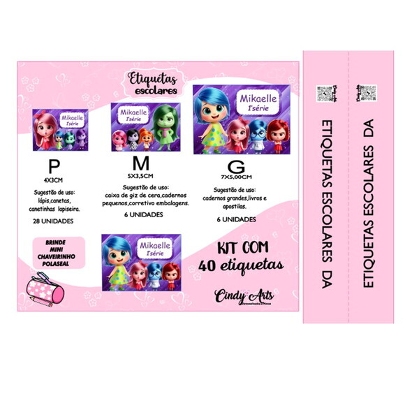 Etiqueta Escolar Divertidamente Cute Kit 40 Unidades