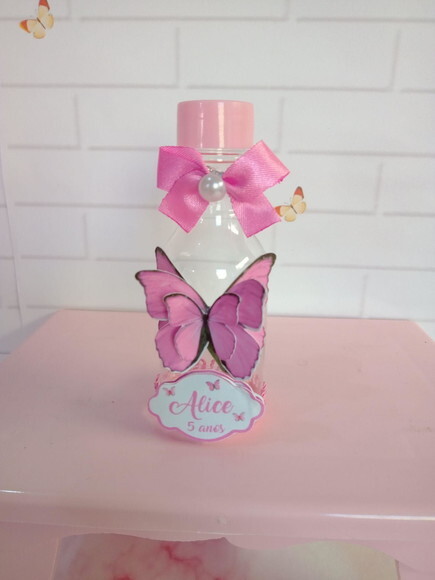 Garrafinha Borboleta Rosa -aplique