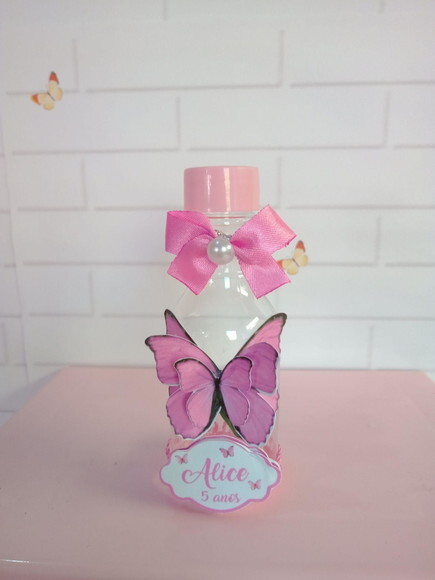 Garrafinha Borboleta Rosa -aplique