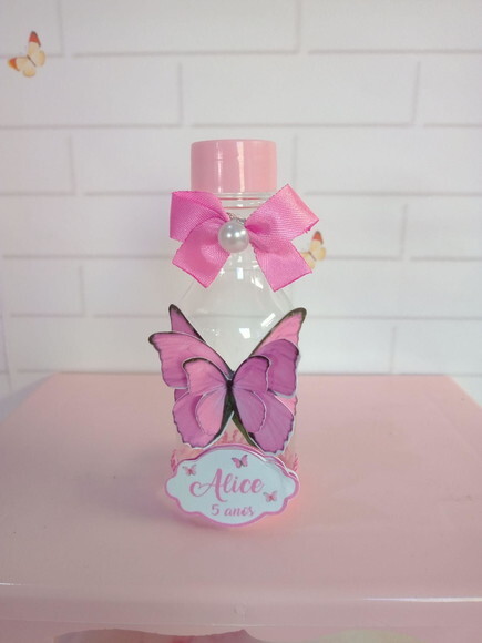 Garrafinha Borboleta Rosa -aplique