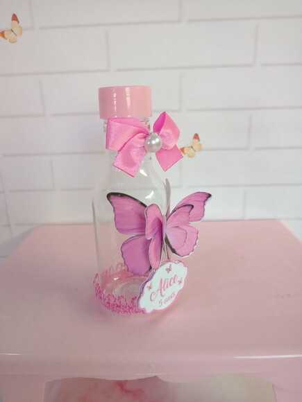 Garrafinha Borboleta Rosa -aplique