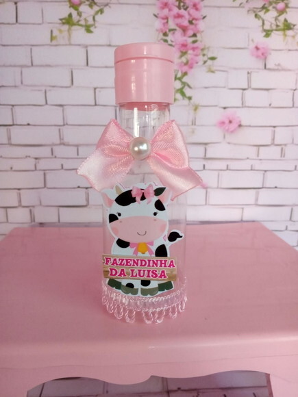 Garrafinha Fazendinha Rosa -aplique