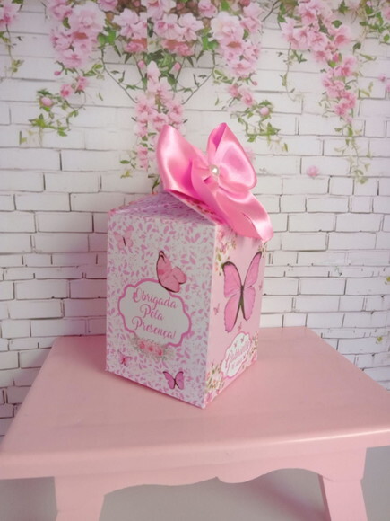 Kit 70 Caixas Milk Borboleta Rosa