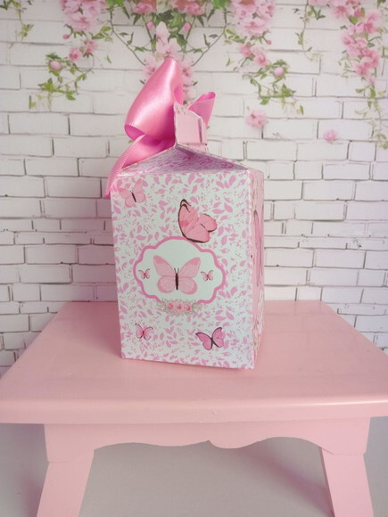 Kit 70 Caixas Milk Borboleta Rosa