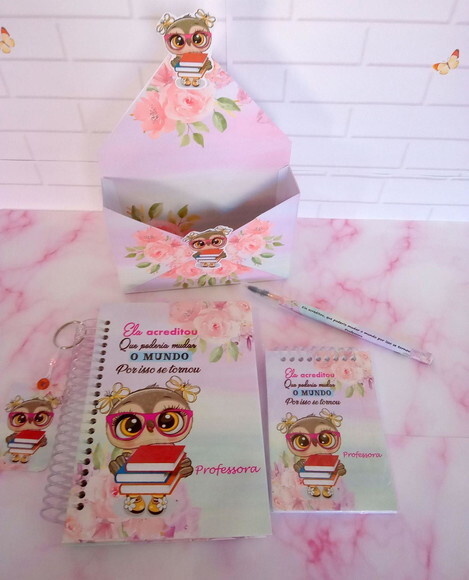 Kit Caderninho e Bloquinho Dia dos Professores -cx Envelope