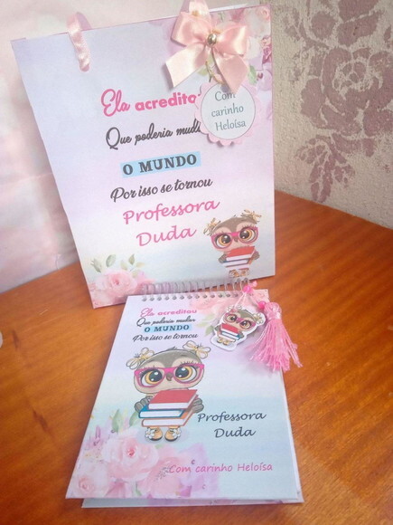 Kit Caderninho e Bloquinho Dia dos Professores -sacolinha