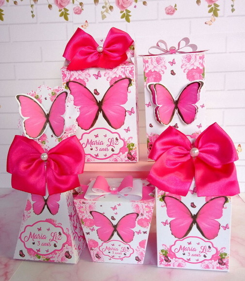 Kit Festa 30 Caixas Borboleta Pink