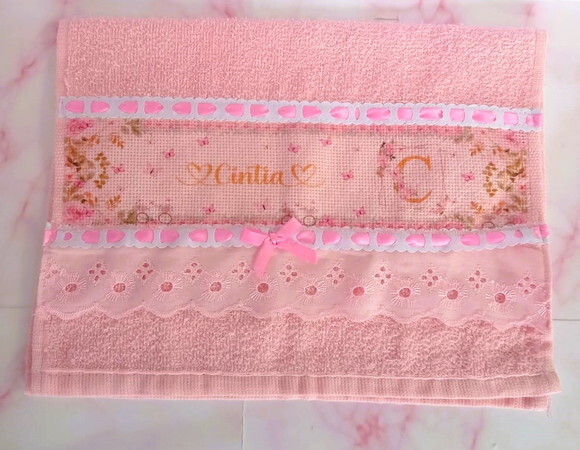 Kit Toalhinhas Personalizadas Floral Rosa