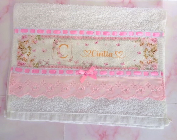 Kit Toalhinhas Personalizadas Floral Rosa