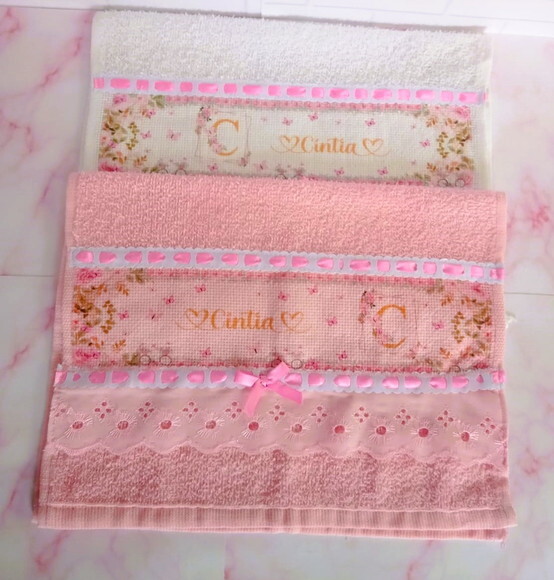Kit Toalhinhas Personalizadas Floral Rosa