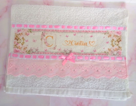 Kit Toalhinhas Personalizadas Floral Rosa