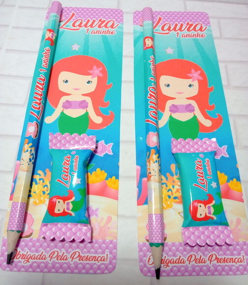 Lapis e Bala na Card Pequena Sereia Cute