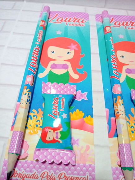 Lapis e Bala na Card Pequena Sereia Cute