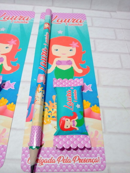 Lapis e Bala na Card Pequena Sereia Cute