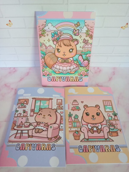 Livro de Colorir com Giz de Cera -capivara