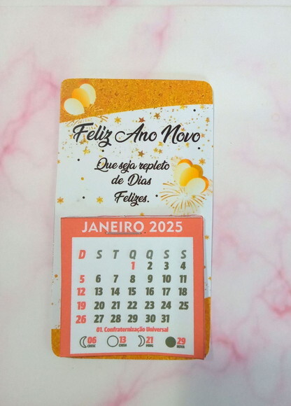 Mini Calendário de Geladeira Personalizado Feliz Ano Novo
