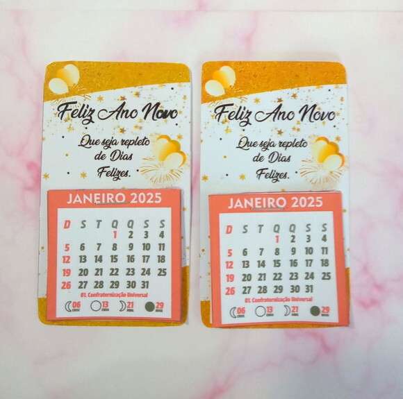 Mini Calendário de Geladeira Personalizado Feliz Ano Novo