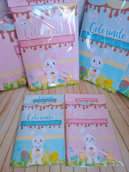 Mini Livro de Colorir c/ Giz de Cera -pascoa