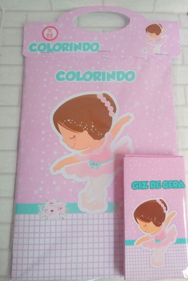 Mini Livro de Colorir com Giz de Cera -bailarina