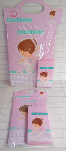 Mini Livro de Colorir com Giz de Cera -bailarina