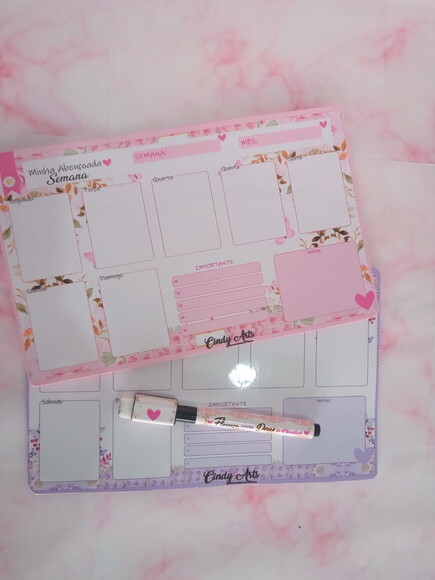Mini Planner Imã e Caneta Personalizados Floral
