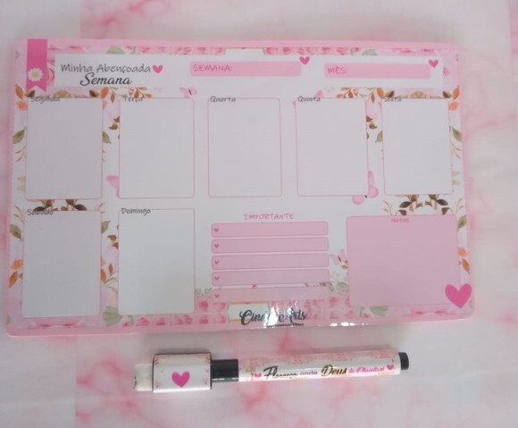 Mini Planner Imã e Caneta Personalizados Floral
