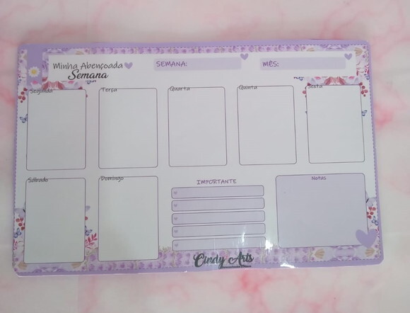 Mini Planner Imã e Caneta Personalizados Floral