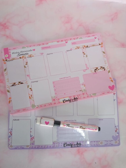 Mini Planner Imã e Caneta Personalizados Floral