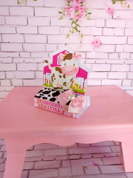 Porta Bis Duplo Fazendinha Rosa com Aplique