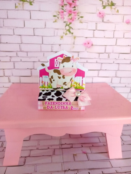 Porta Bis Duplo Fazendinha Rosa com Aplique