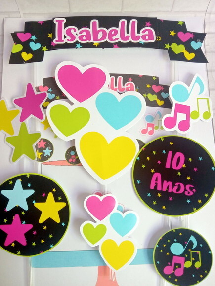 Topper de Bolo Festa Neon