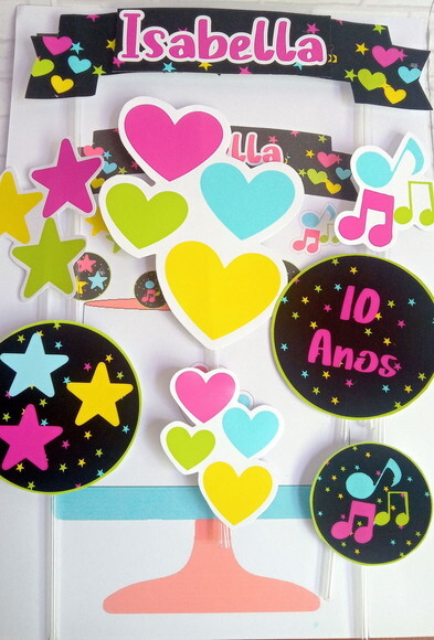 Topper de Bolo Festa Neon