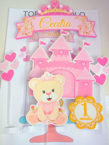 Topper de Bolo Ursinha Princesa