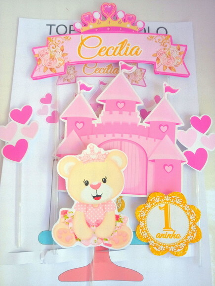 Topper de Bolo Ursinha Princesa