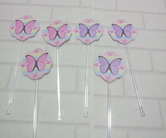 Topper Docinhos Borboleta Candy Color 50 Unidades