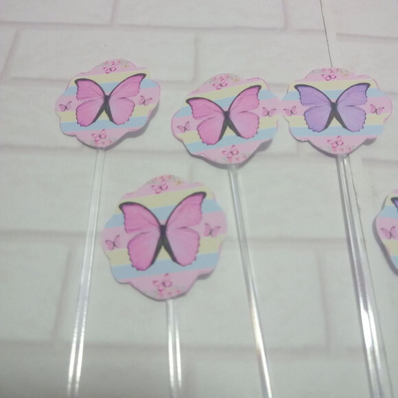 Topper Docinhos Borboleta Candy Color 50 Unidades