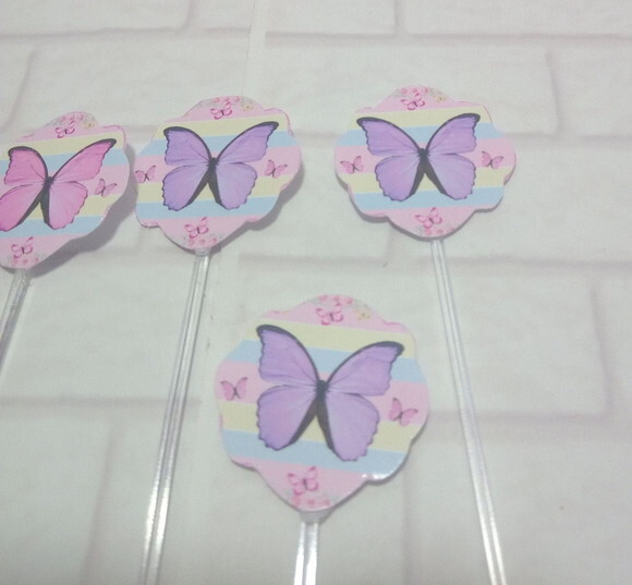 Topper Docinhos Borboleta Candy Color 50 Unidades