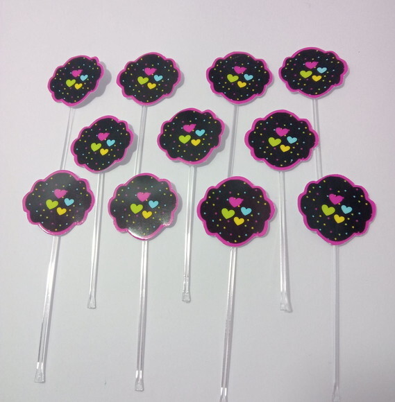 Topper Docinhos Festa Neon 50 Unidades