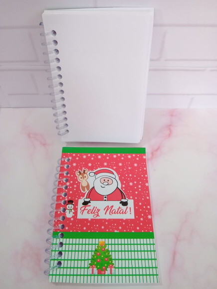 Caderninho/bloquinho Feliz Natal-10x14 40 F. Brancas