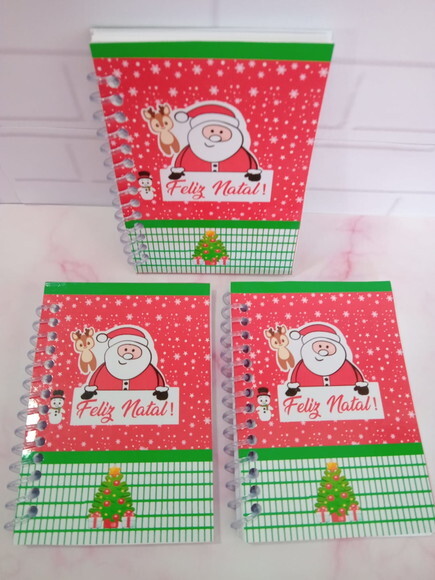Caderninho/bloquinho Feliz Natal-10x14 40 F. Brancas