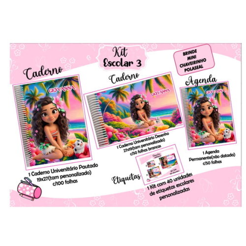 Agenda e Cadernos + Etiqueta Escolar-kit Escolar 3