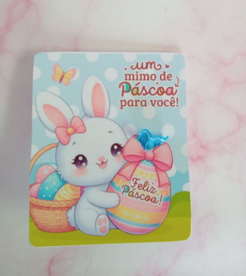 Balinha na Card Feliz Páscoa Coelhinho