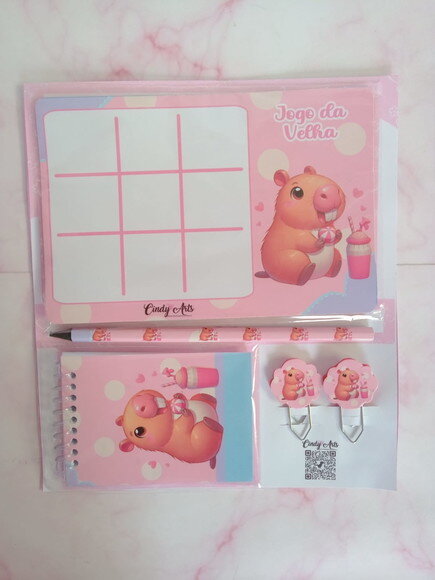 Bloquinho e Lápis + Jogo da Velha Personalizados