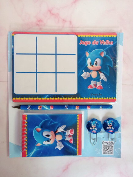 Bloquinho e Lápis + Jogo da Velha Personalizados