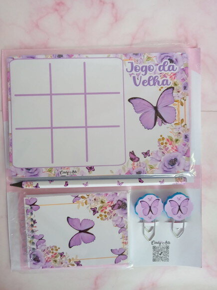 Bloquinho e Lápis + Jogo da Velha Personalizados