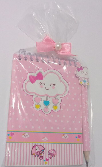 Caderninho c/ Mini Lápis Chuva de Amor-7x10 40fls Brancas